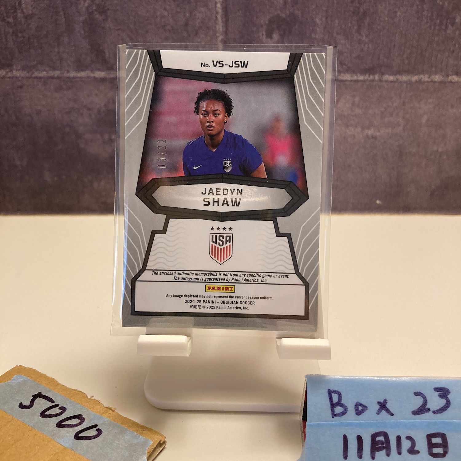 2024-25 Panini Obsidian Jaedyn Shaw 03/22 直筆サインカード United