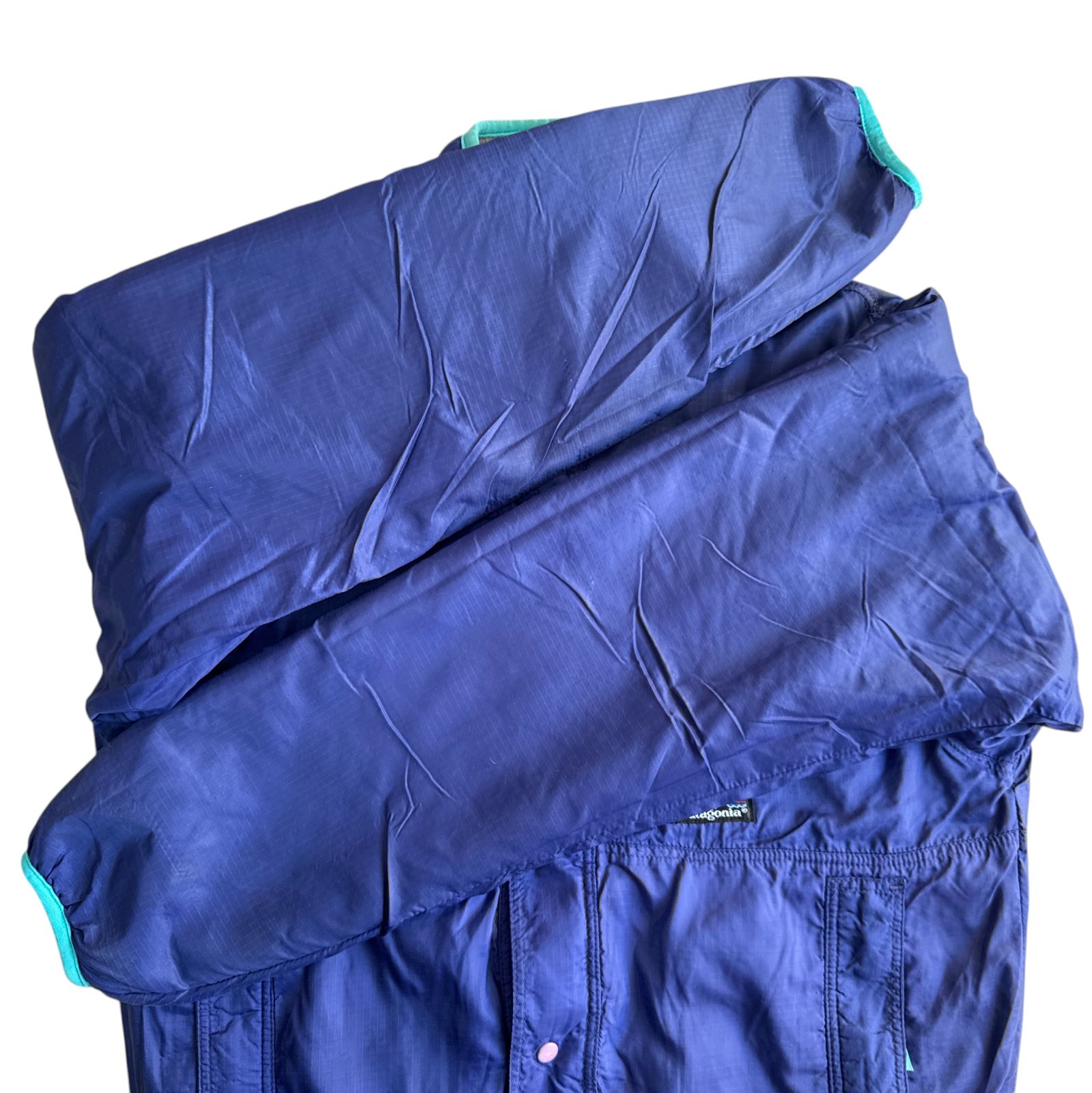 90s Patagonia グリセード フルジップ ヘザーグレー コバルトブルー S 