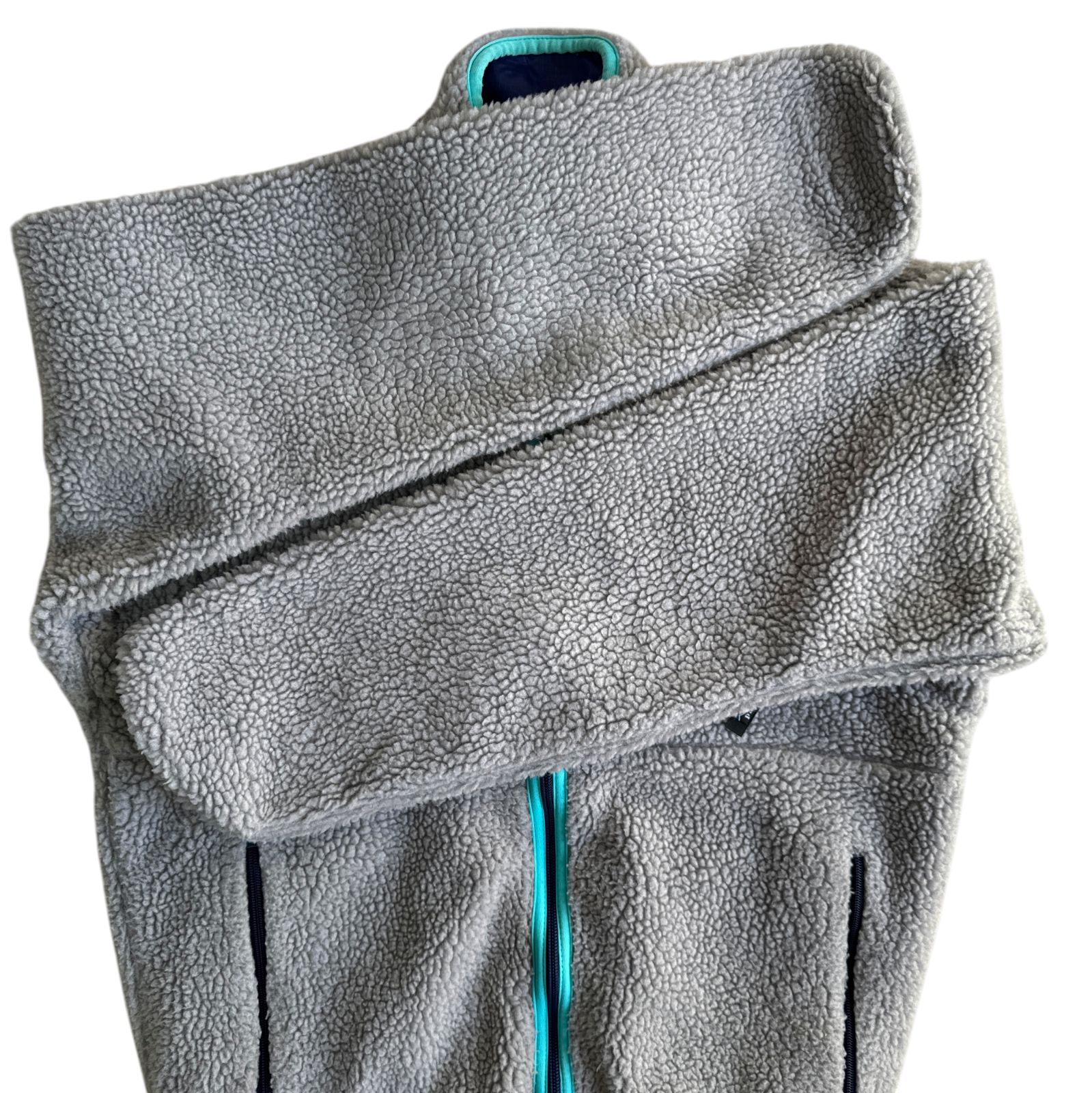 90s Patagonia グリセード フルジップ ヘザーグレー コバルトブルー S