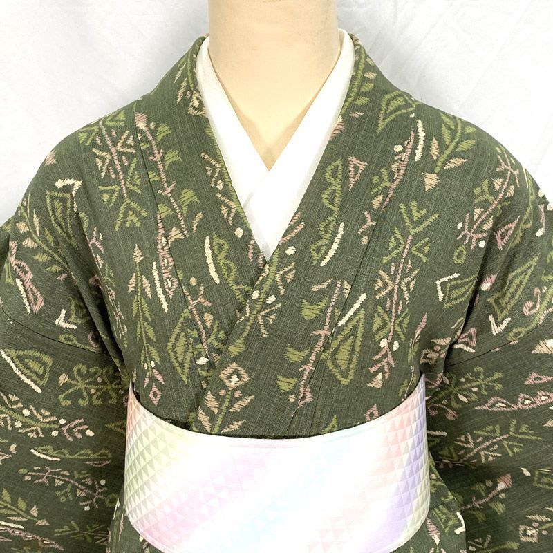 601af11△アンティーク着物 花 抽象柄 幾何学 大正ロマン 昭和レトロ