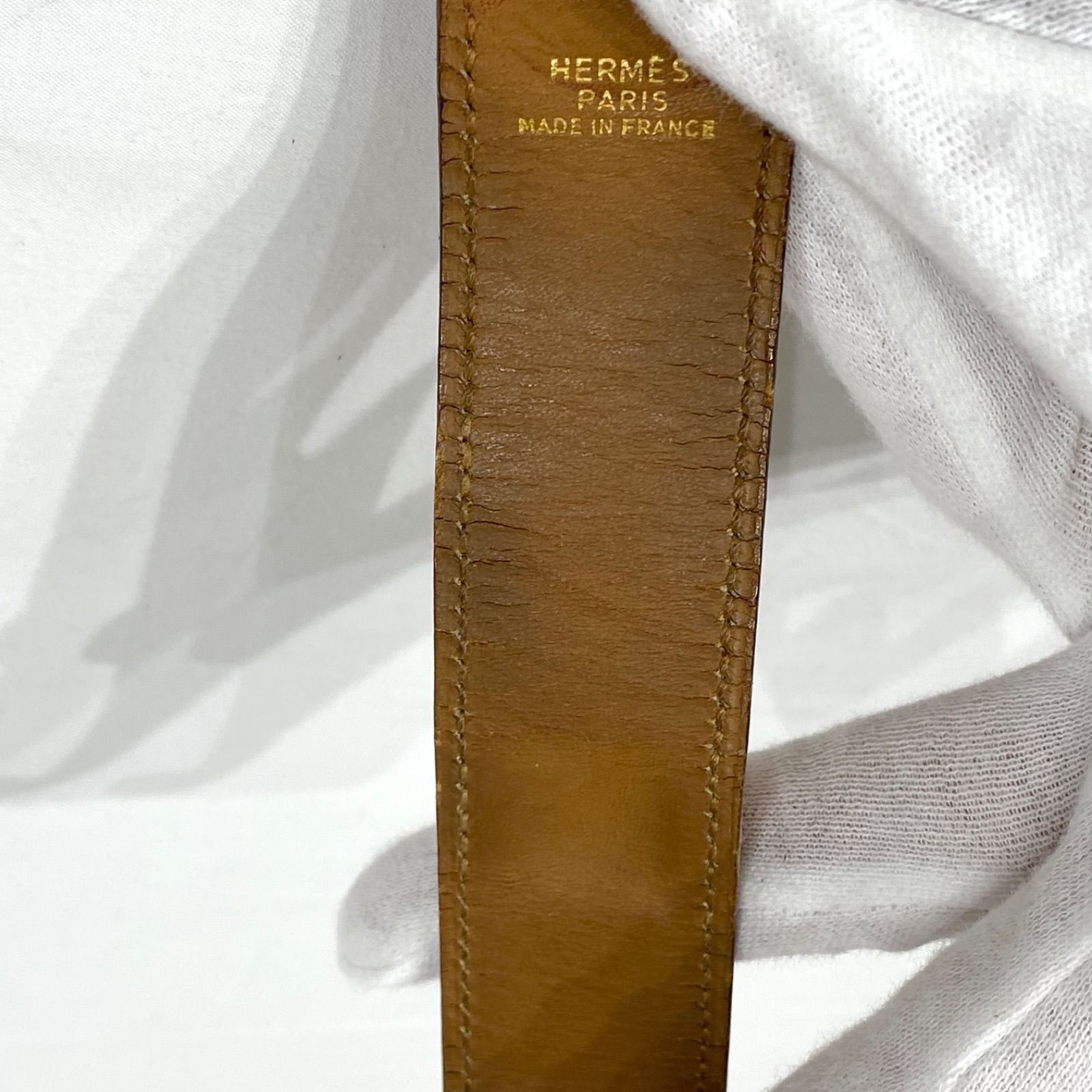 エルメス メドール レザーブレスレット レッド×ゴールド HERMES AC0184 