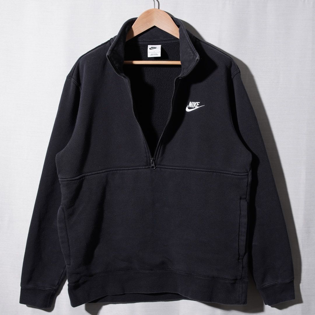 Nike ハーフジップトレーナー ブラック Lサイズ ナイキ NIKE ハーフジップ スウェット L ブラック 黒 ロゴ刺繍 ソロ