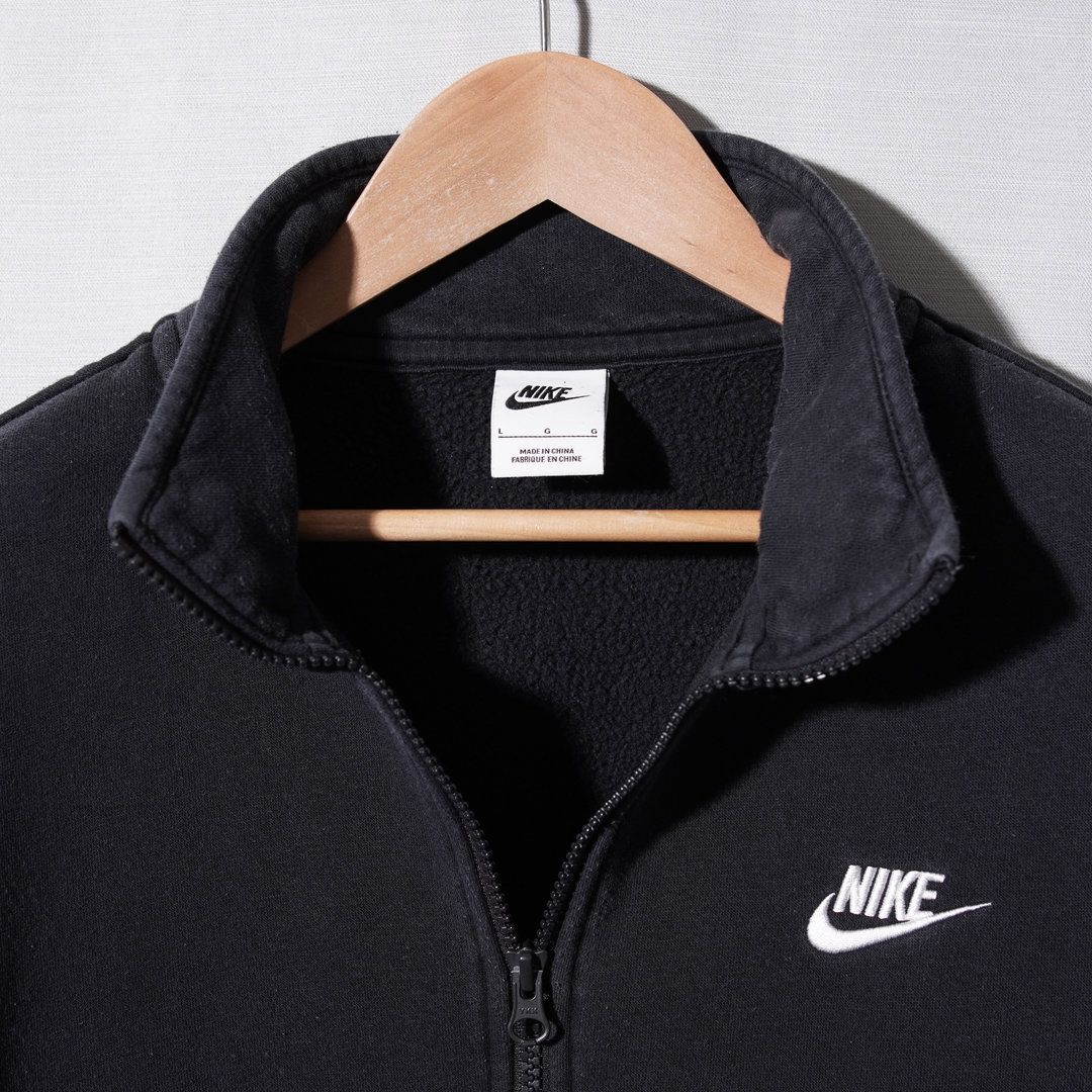 ナイキ NIKE ハーフジップ スウェット L ブラック 黒 ロゴ刺繍 ソロ