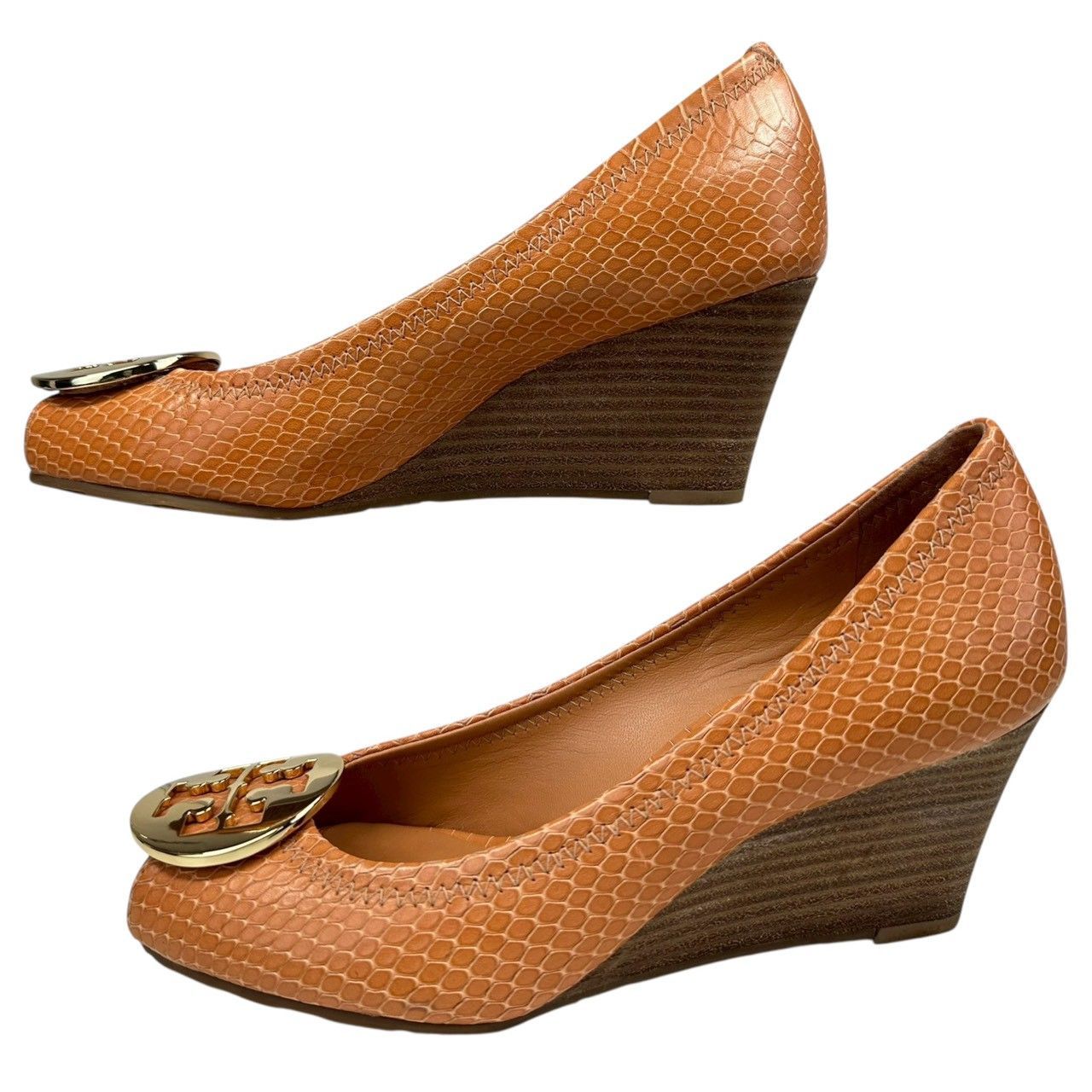 B4438】 TORY BURCH トリーバーチ パンプス レザー パイソン型押し