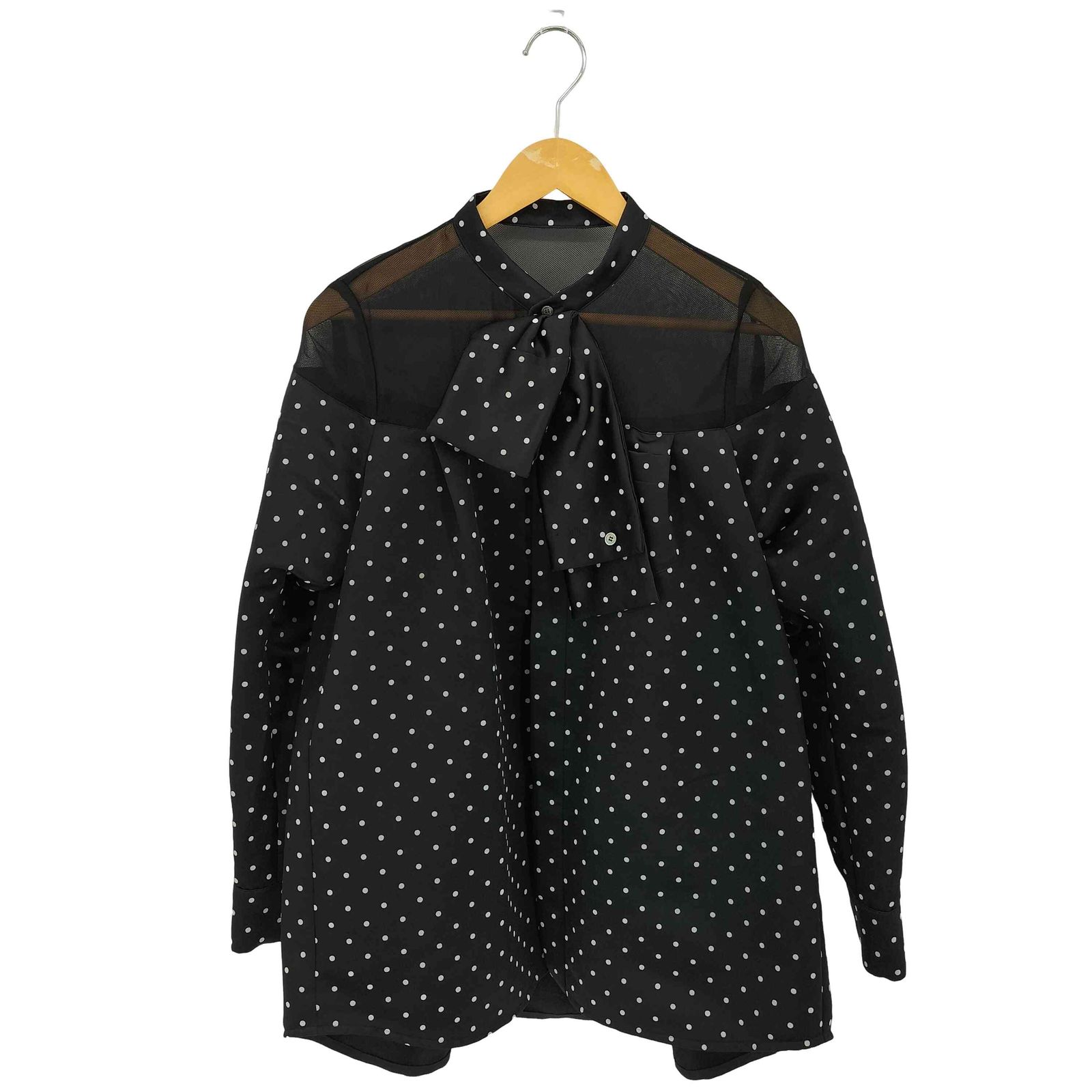 サカイ Sacai メッシュ切替ドット柄リボンデザインシャツ レディース 2