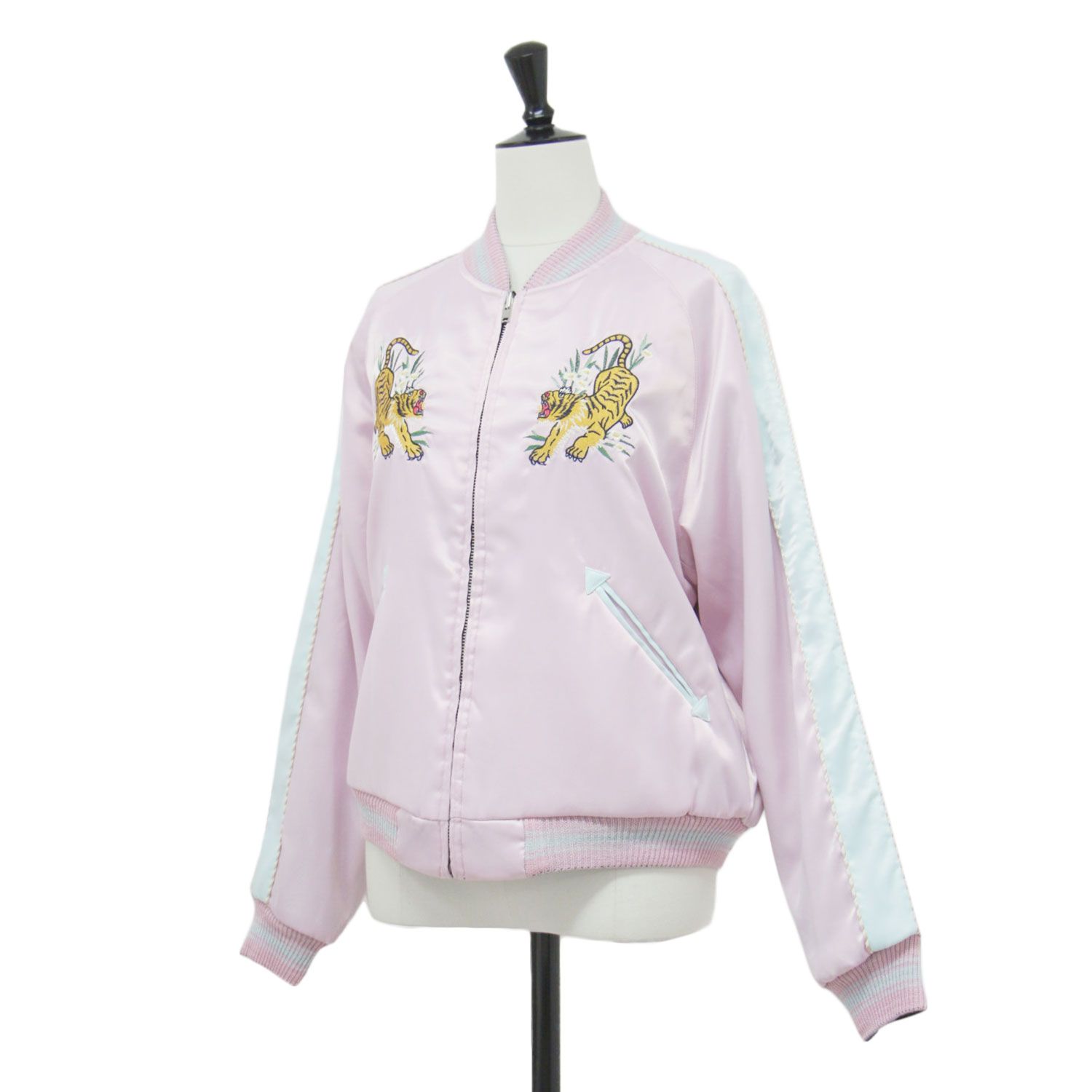 【レディース】スカジャン（中古） X-girl エックスガール スカジャン ネイビー ピンク サイズ:2(M