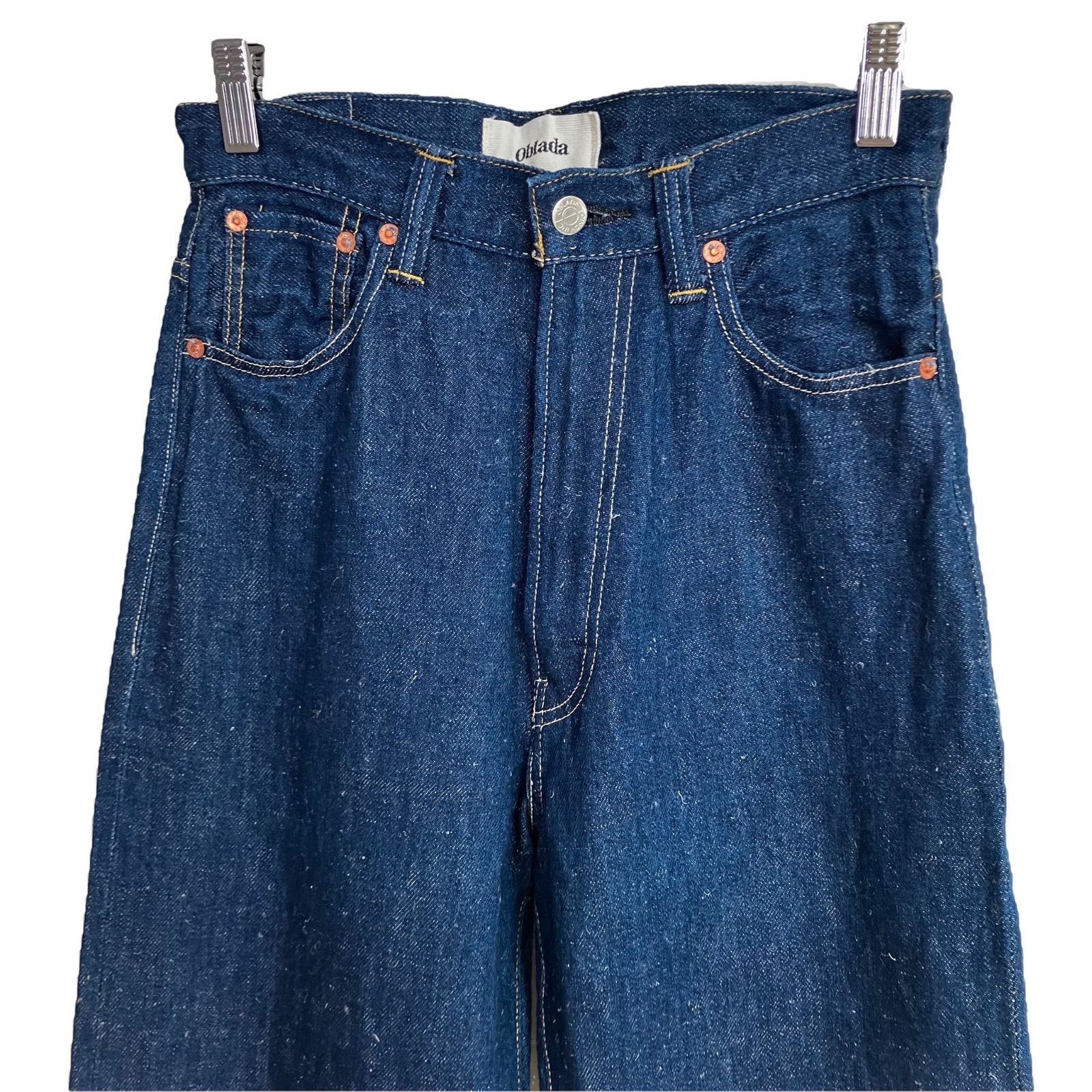 Oblada 1938 シンチバック ハイウエスト ストレート デニムパンツ 25  