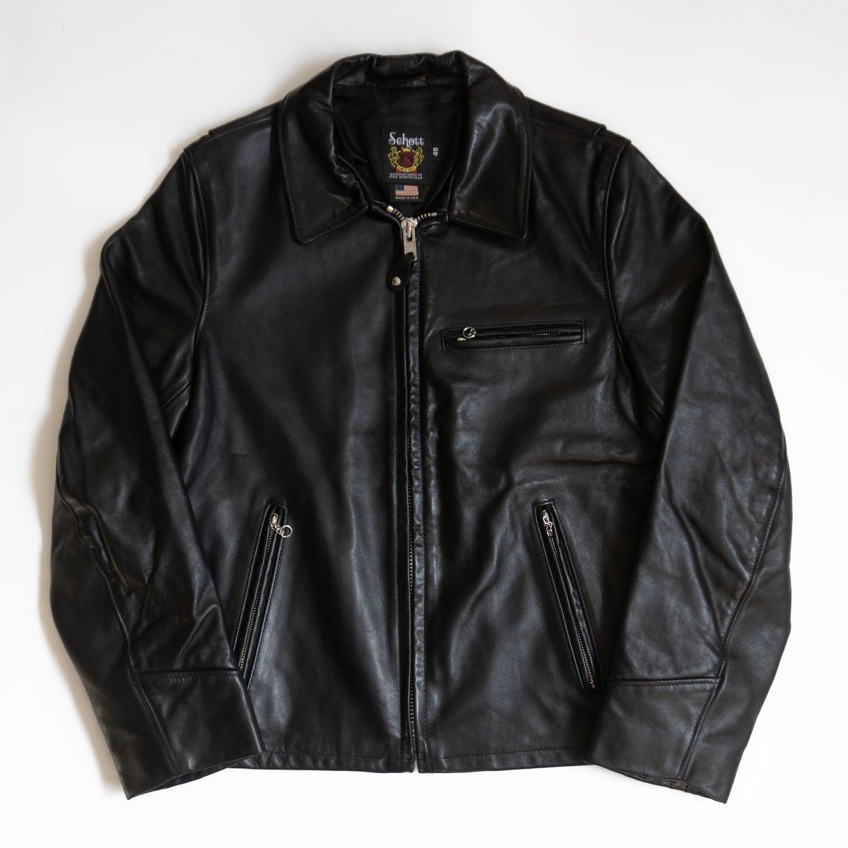 美品】SCHOTT【103US/シングルライダースジャケット】40 襟 レザー 