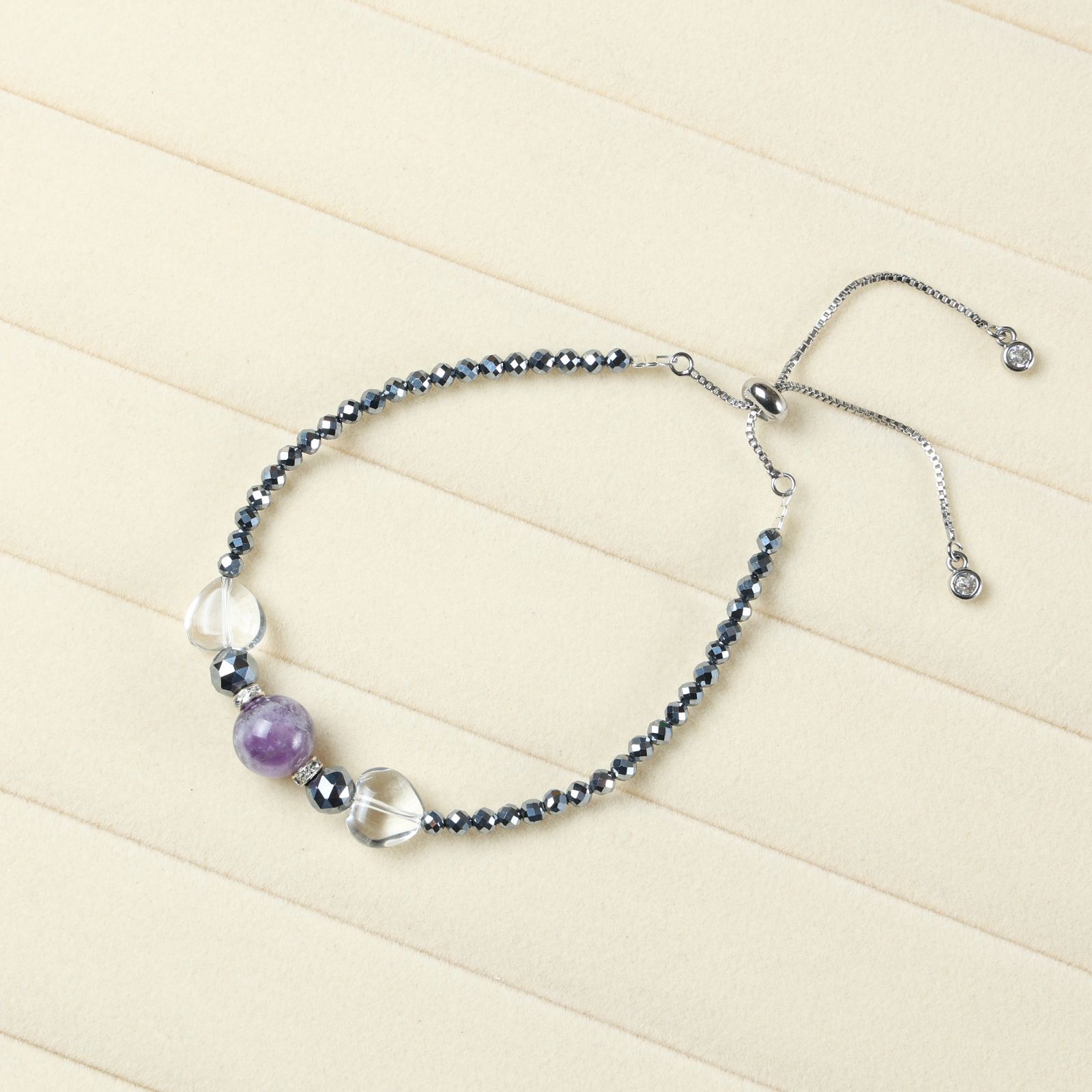 テラヘルツ×アメジスト×クリアクォーツ ブレスレット 3mm・6mm 