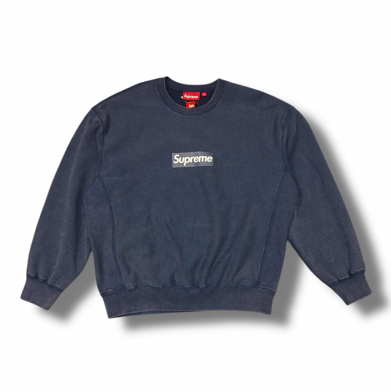 supreme 25ssボックスロゴクルーネック ネイビーL 国内正規 未使用 Supreme 25SS Washed Box Logo Crewneck ウォッシュド