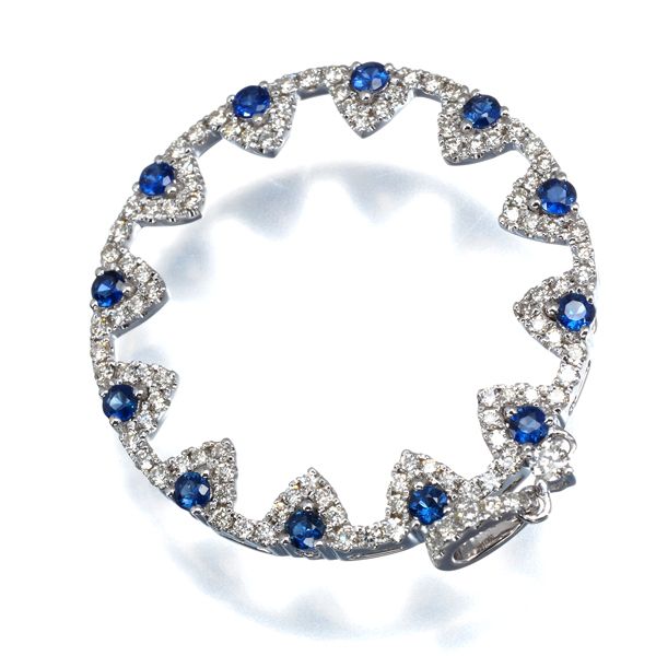 サファイア 0.618ct ダイヤ ダイヤモンド 0.803ct サークル ペンダント