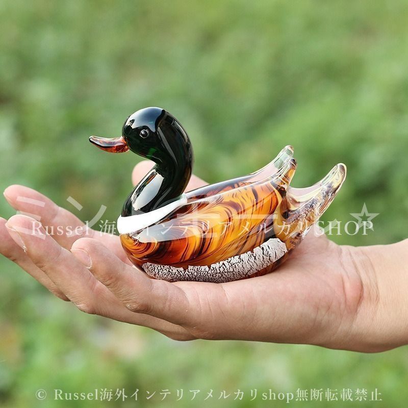 オブジェ 置物 ガラス お洒落 アニマル オシドリ 鴛鴦 かわいい 鳥