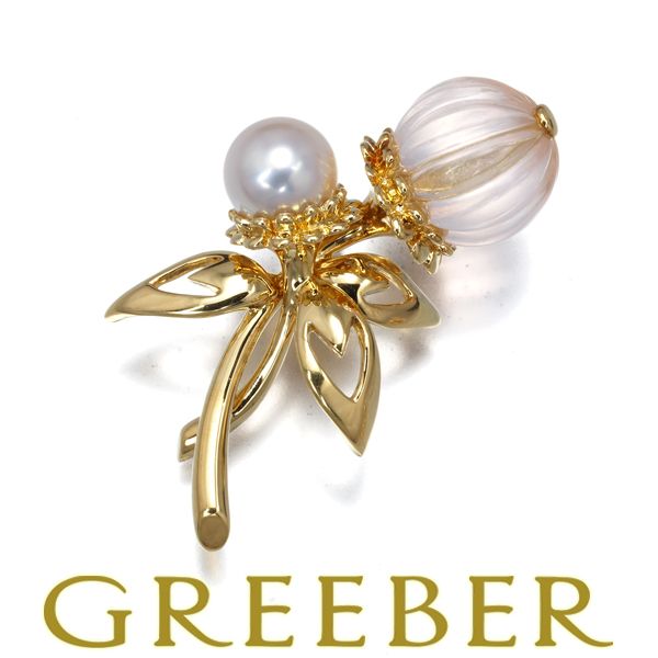 ミキモト ブローチ クォーツ パール アコヤ真珠 5.5mm フラワー ピン