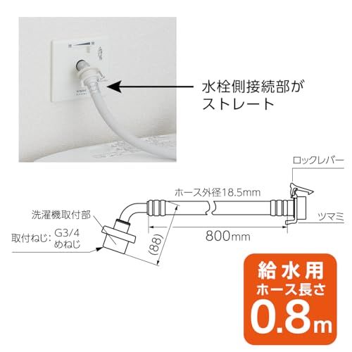 迅速に発送 SANEI サンエイ ウルトラファインバブル自動洗濯機給水ホース ストレート 0 8 m 折れ曲がり防止 全自動洗濯機接続 G 3 4 PT 176 1 X 07029 e 86