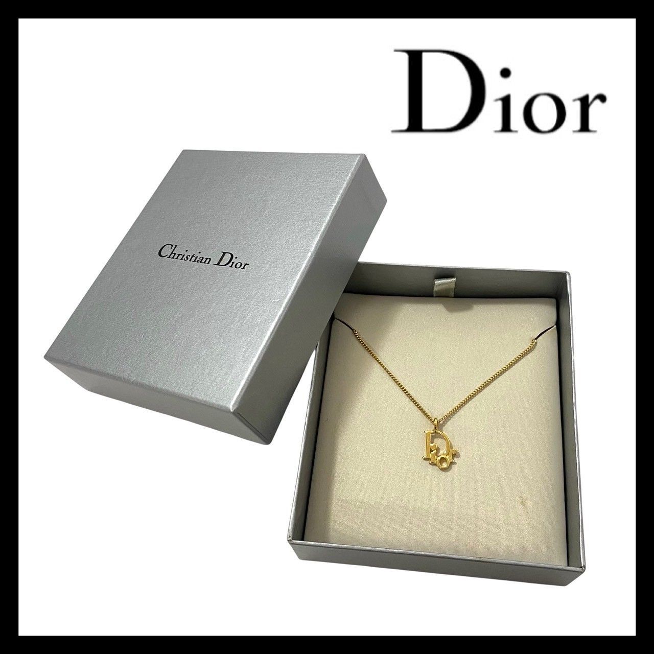 Dior】ロゴ ネックレス ゴールド/金カラー ヴィンテージ ペンダント