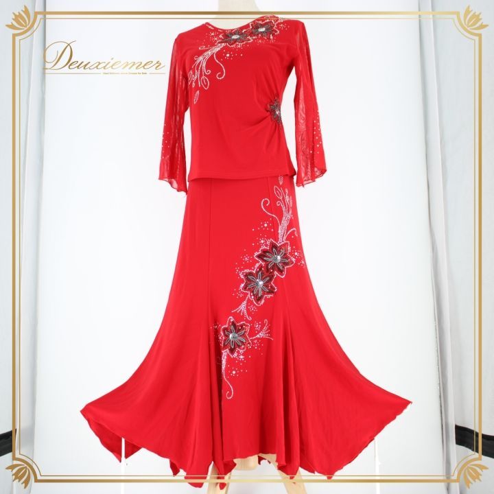 社交ダンス 衣装 スタンダード 上下セット ツーピース レッスンウェア