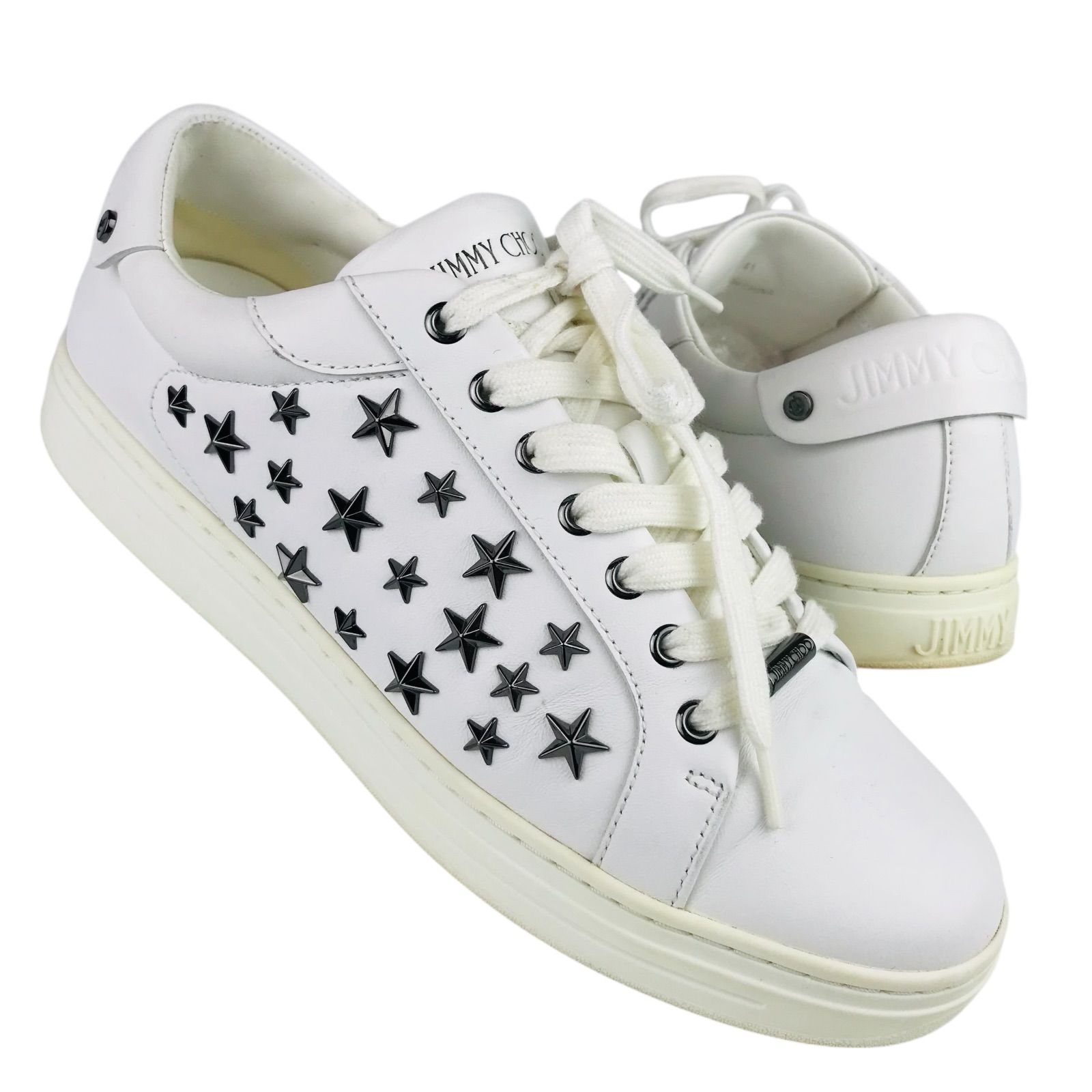 ジミーチュウJIMMY CHOO スタースタッズ レザースニーカー 38サイズ JIMMY CHOO ジミーチュウ レザー スニーカー RAFI ラフィ スター