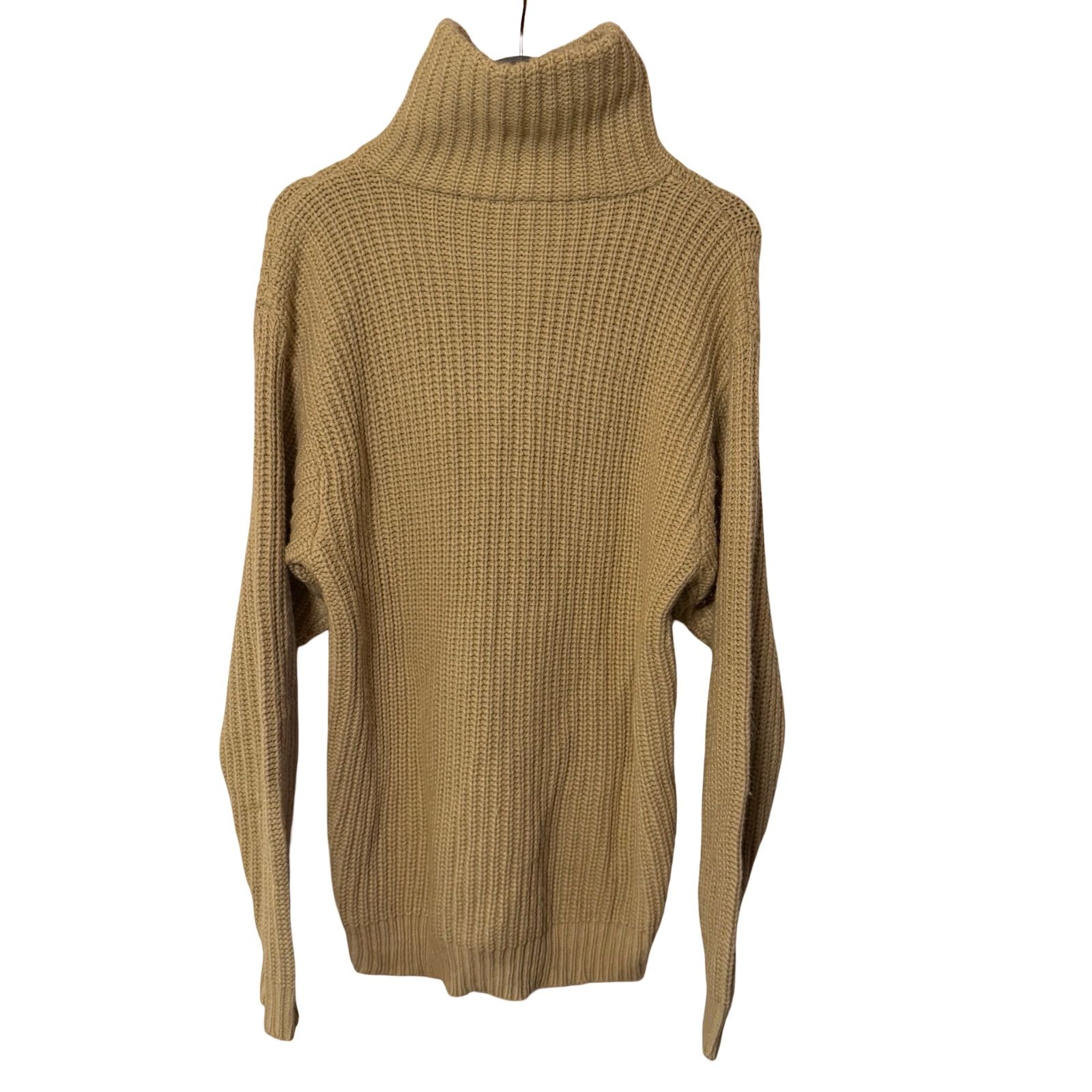 DOUBLE NEEDLE ハイネックジップアップニット メンズ L ベージュ