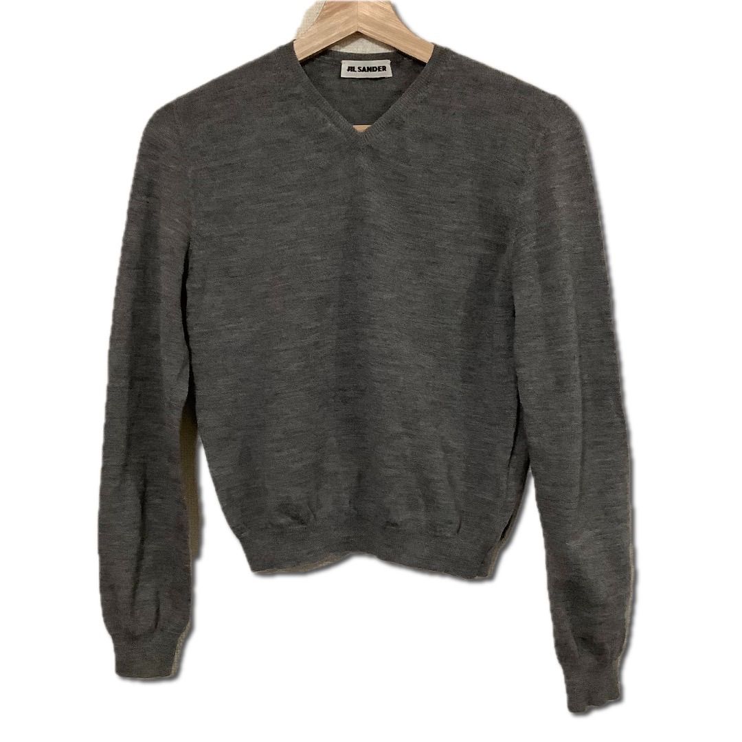 JIL SANDER ジルサンダー Vネック ニット ウール JIL SANDER ジルサンダー Vネックセーター 長袖ニット グレー セレクト