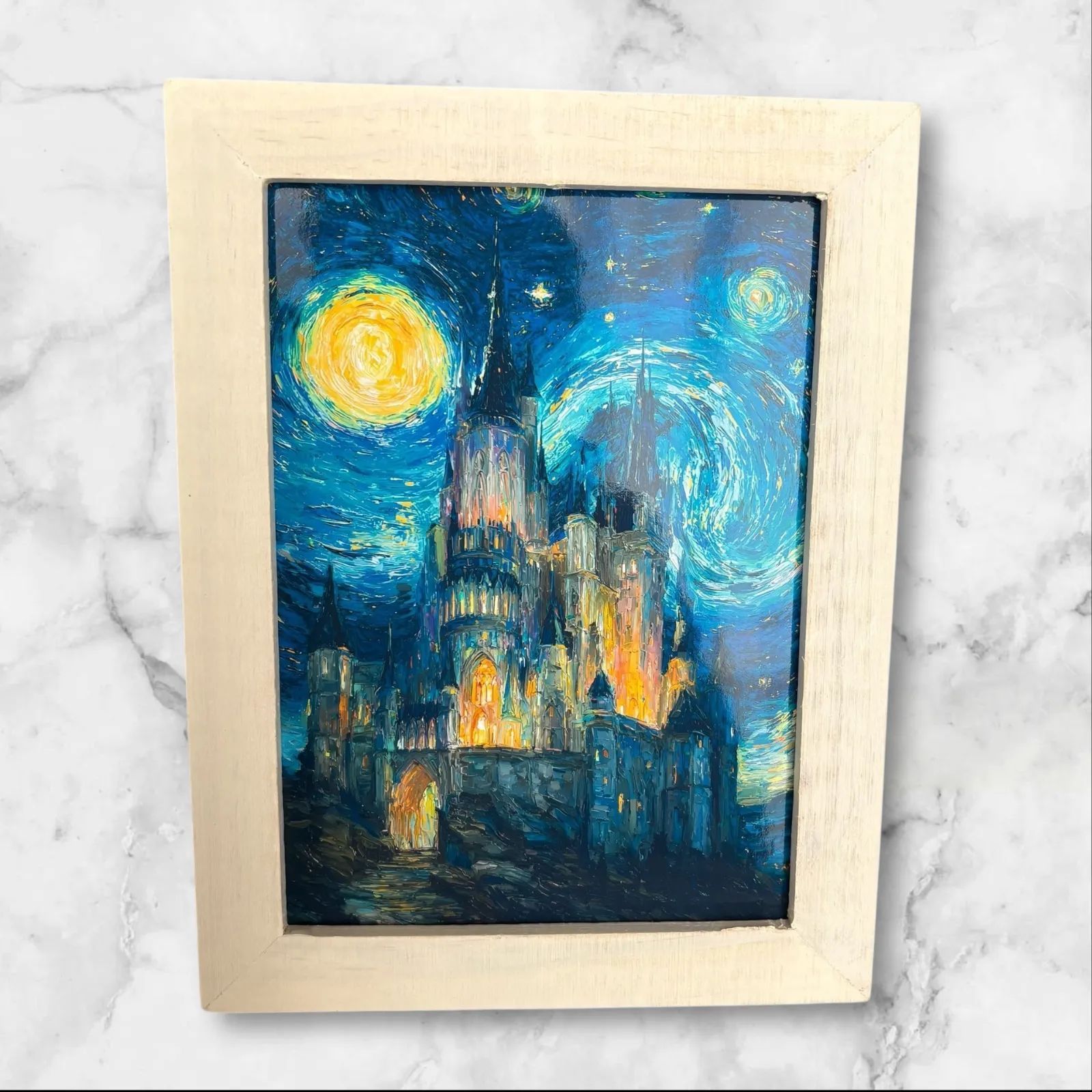 魔法の城 星月夜風 アートパネル 2L判 額縁付き インテリア 絵画