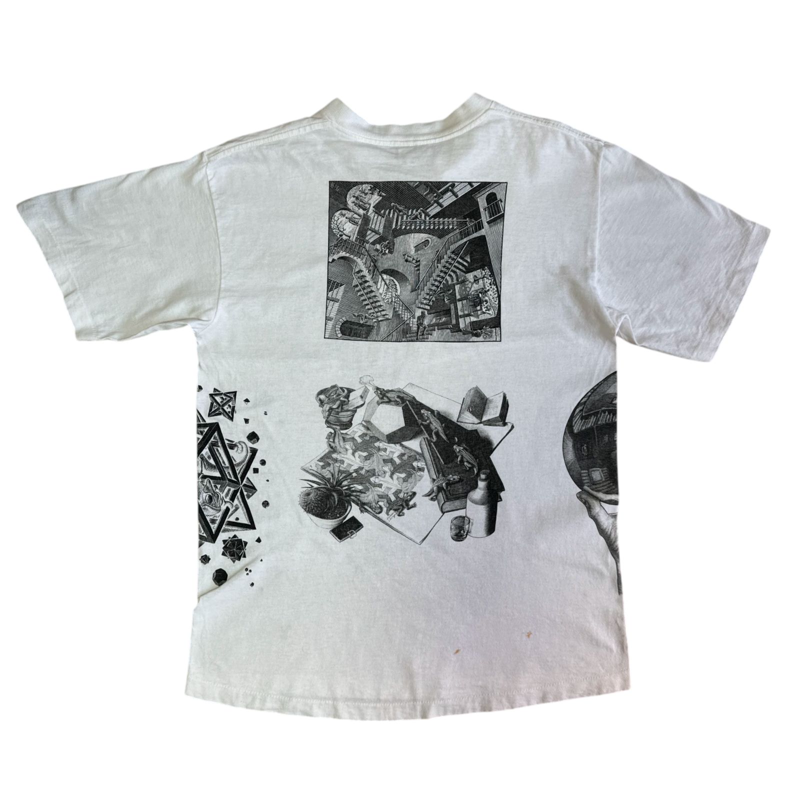 90s M.C Escher アート マルチプリント Tシャツ Lサイズ マウリッツ 