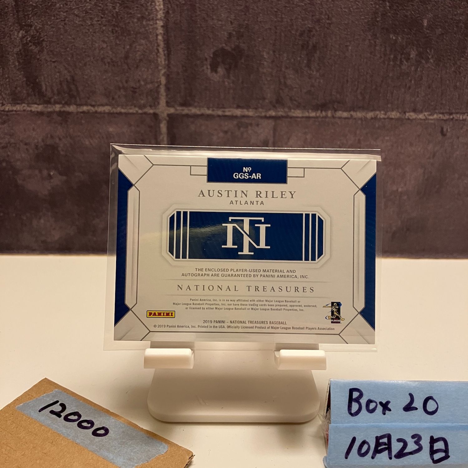 2019 Panini National Treasures Austin Riley 03/25 直筆サインカード 