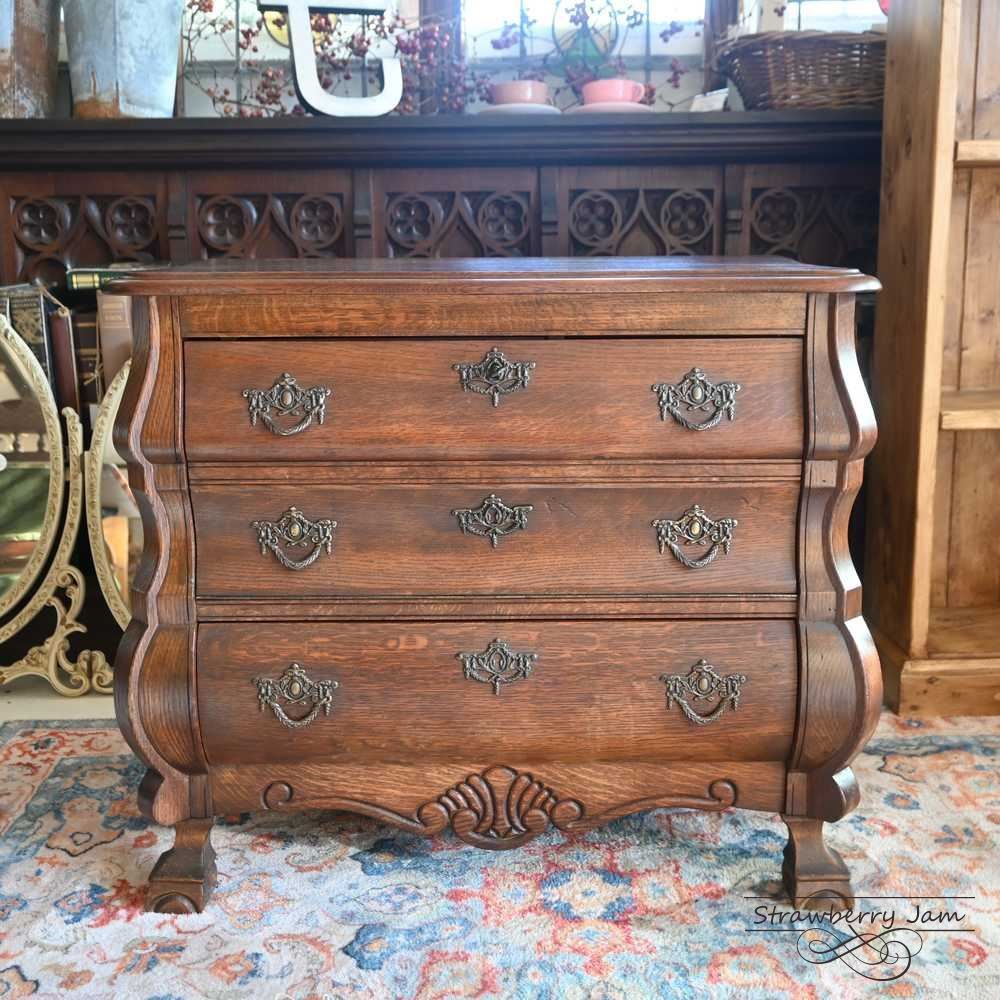 IFU-418 英国アンティーク オーク チェスト 3段 引き出し 収納 レンジ