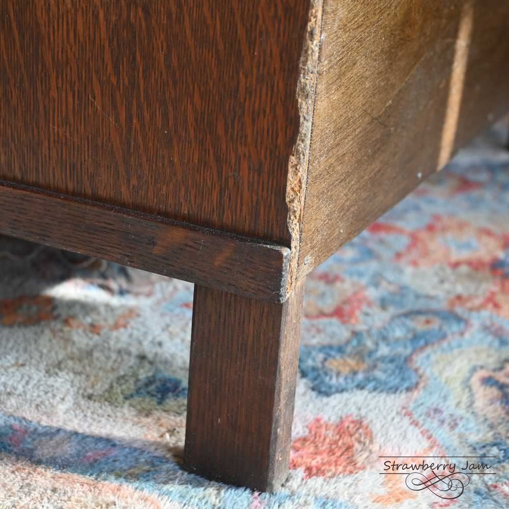 IFU-418 英国アンティーク オーク チェスト 3段 引き出し 収納 レンジ