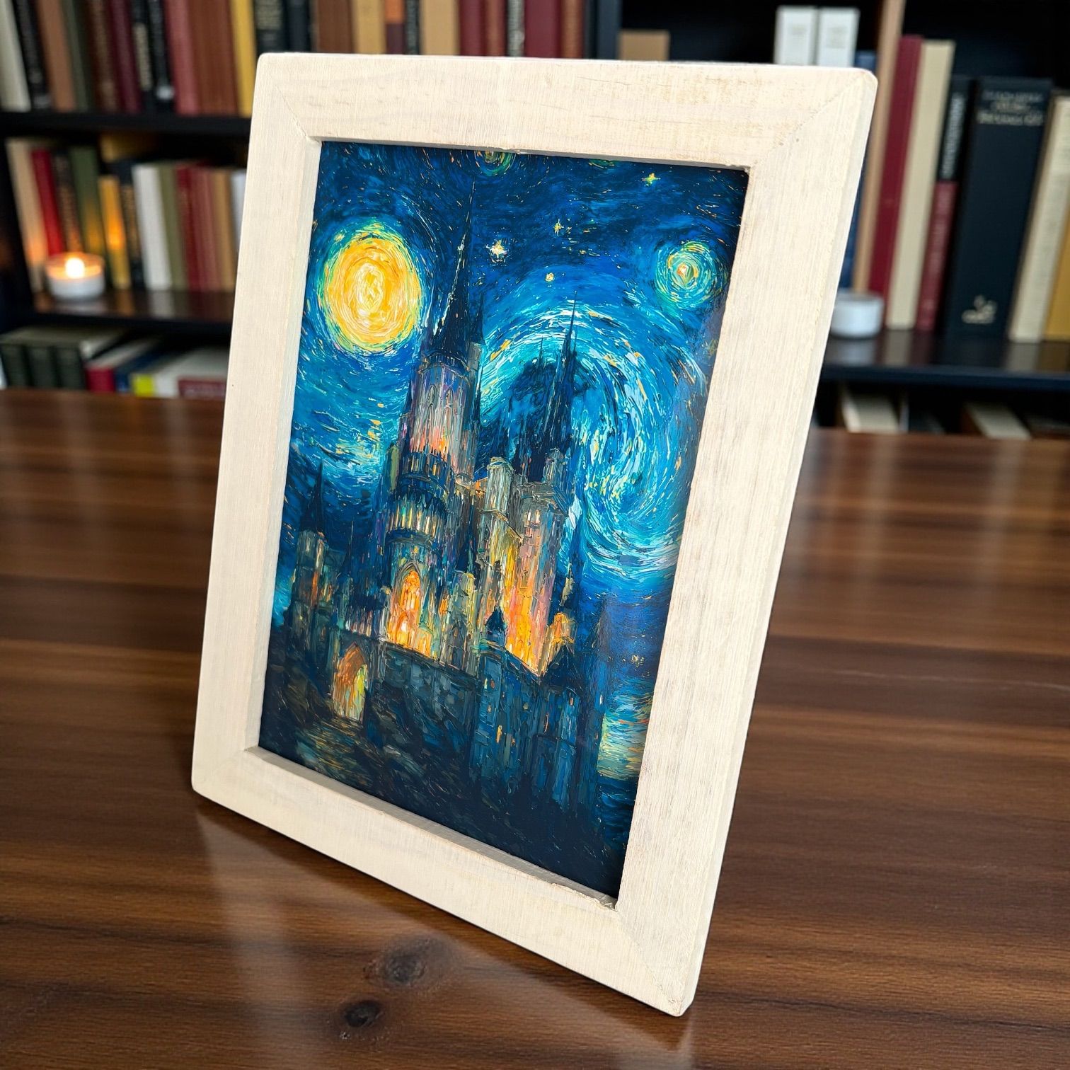 魔法の城 星月夜風 アートパネル 2L判 額縁付き インテリア 絵画