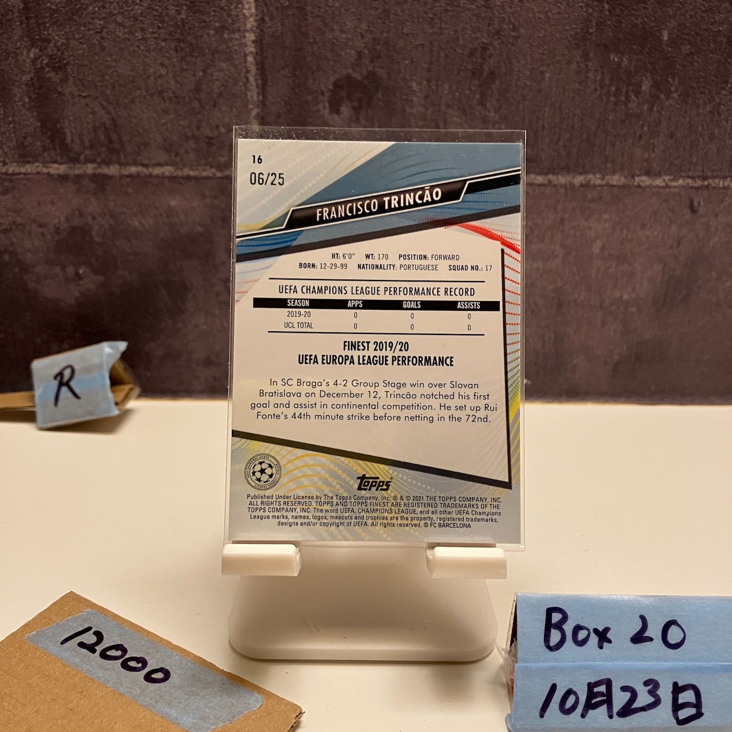 2020 21 Topps Finest Francisco Trincao 06 25 FC Barcelona Orange Refractor RC ルーキー Rookie カード