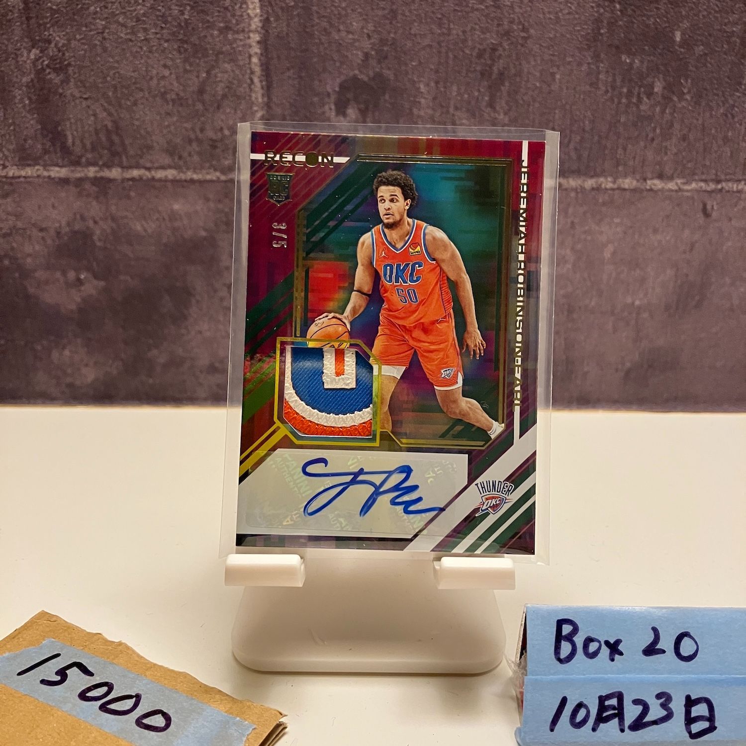 2021 22 Panini Recon Jeremiah Robinson Earl 3 5 直筆サインカード Oklahoma City Thunder パッチ RC ルーキー Rookie カード