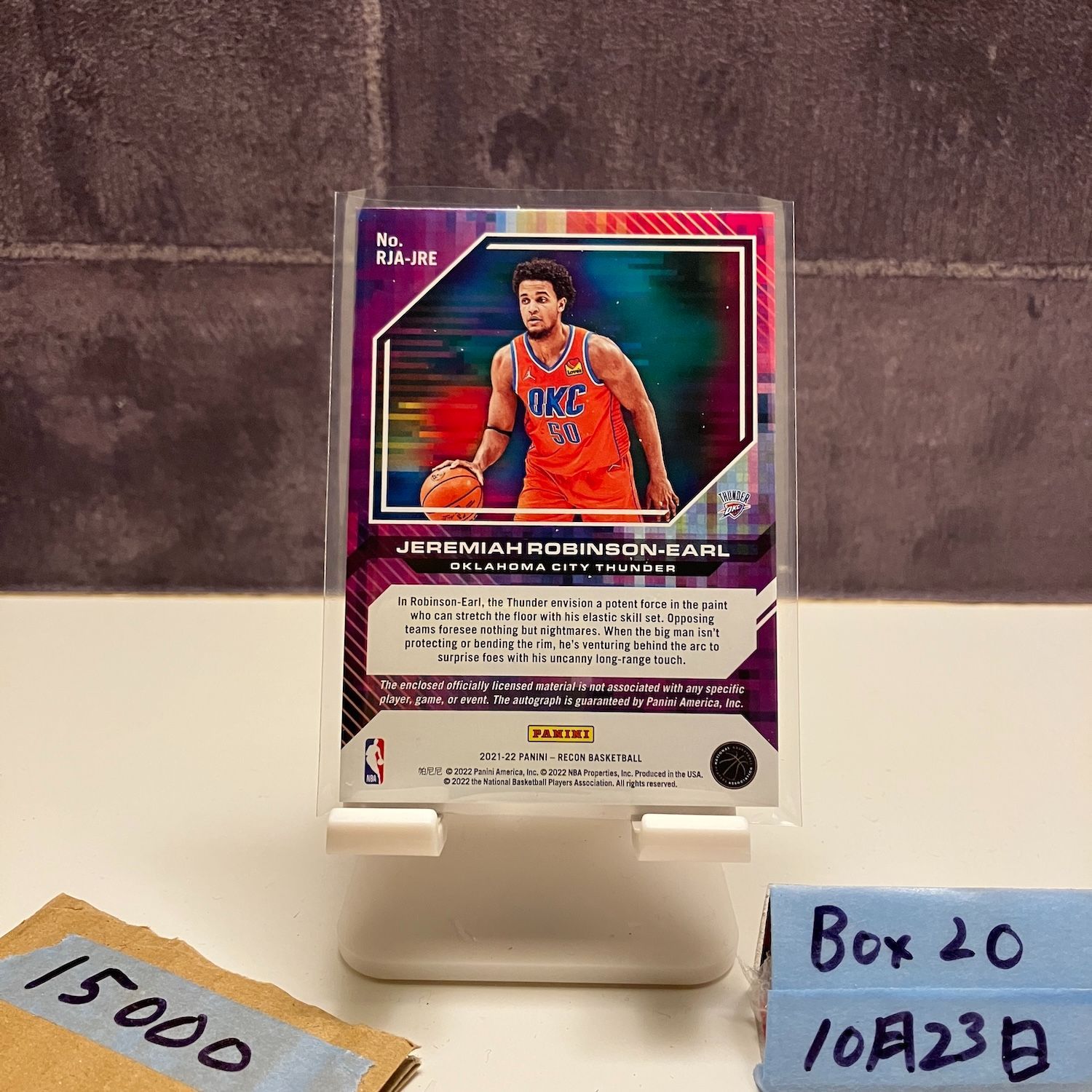 2021 22 Panini Recon Jeremiah Robinson Earl 3 5 直筆サインカード Oklahoma City Thunder パッチ RC ルーキー Rookie カード