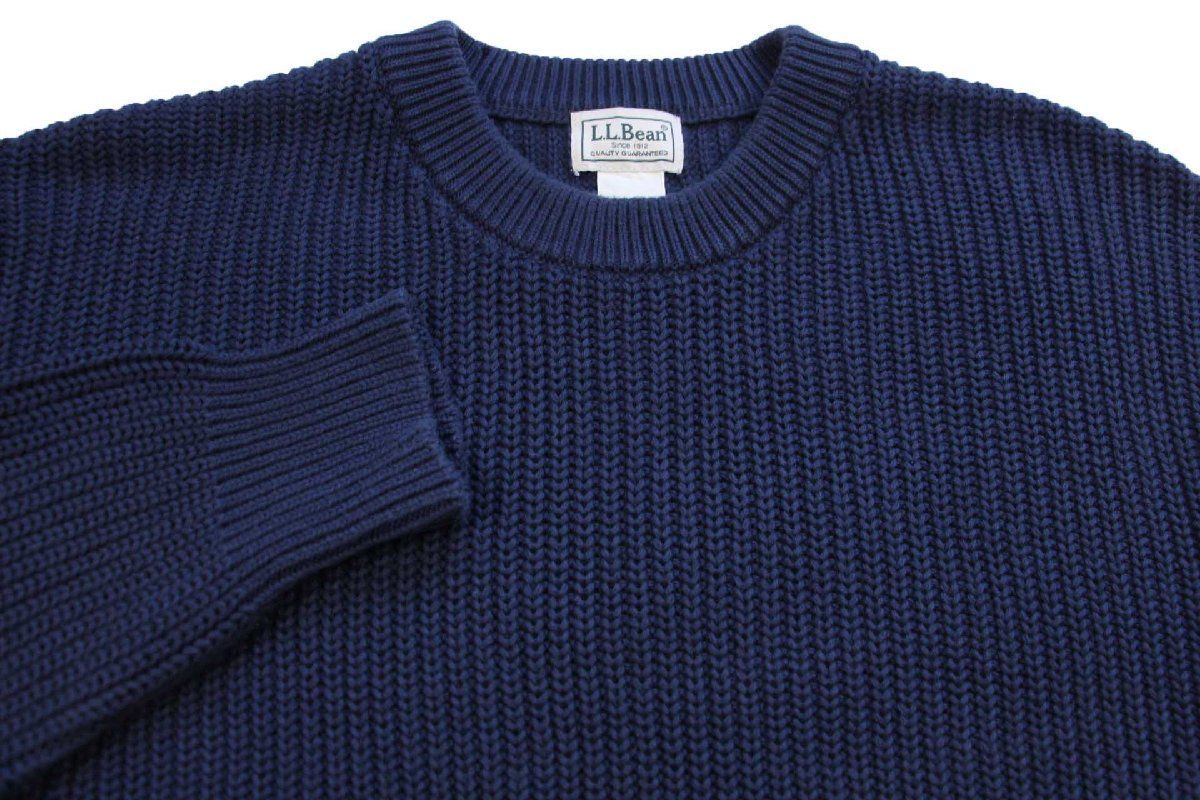 L.L.Bean 無地 ローゲージ コットンニット セーター 紺 XL-T 