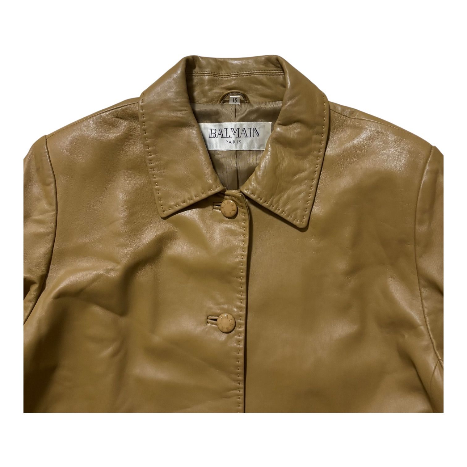 BALMAIN PARIS バルマン ラムレザー ジャケット 本革 羊革 キャメル