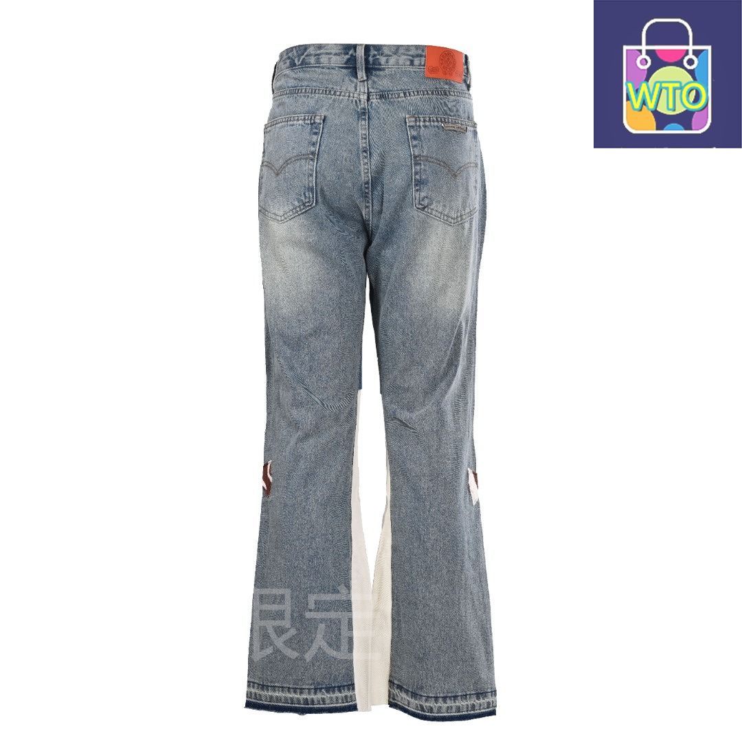 今日特価】Chrome Hearts クロムハーツ ラッパ型破損レザー貼りデニム