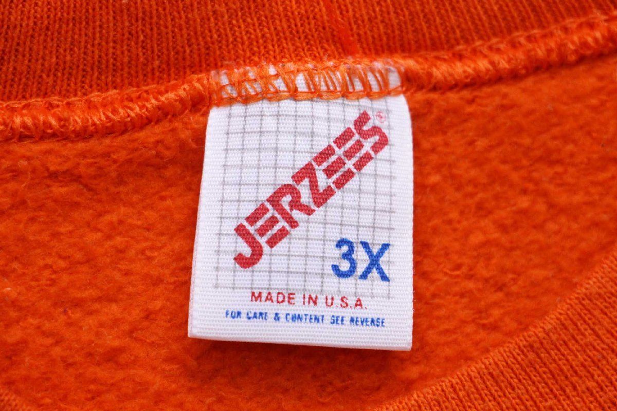 80s USA製 JERZEES 無地 スウェット オレンジ 3X☆特大 ブランク