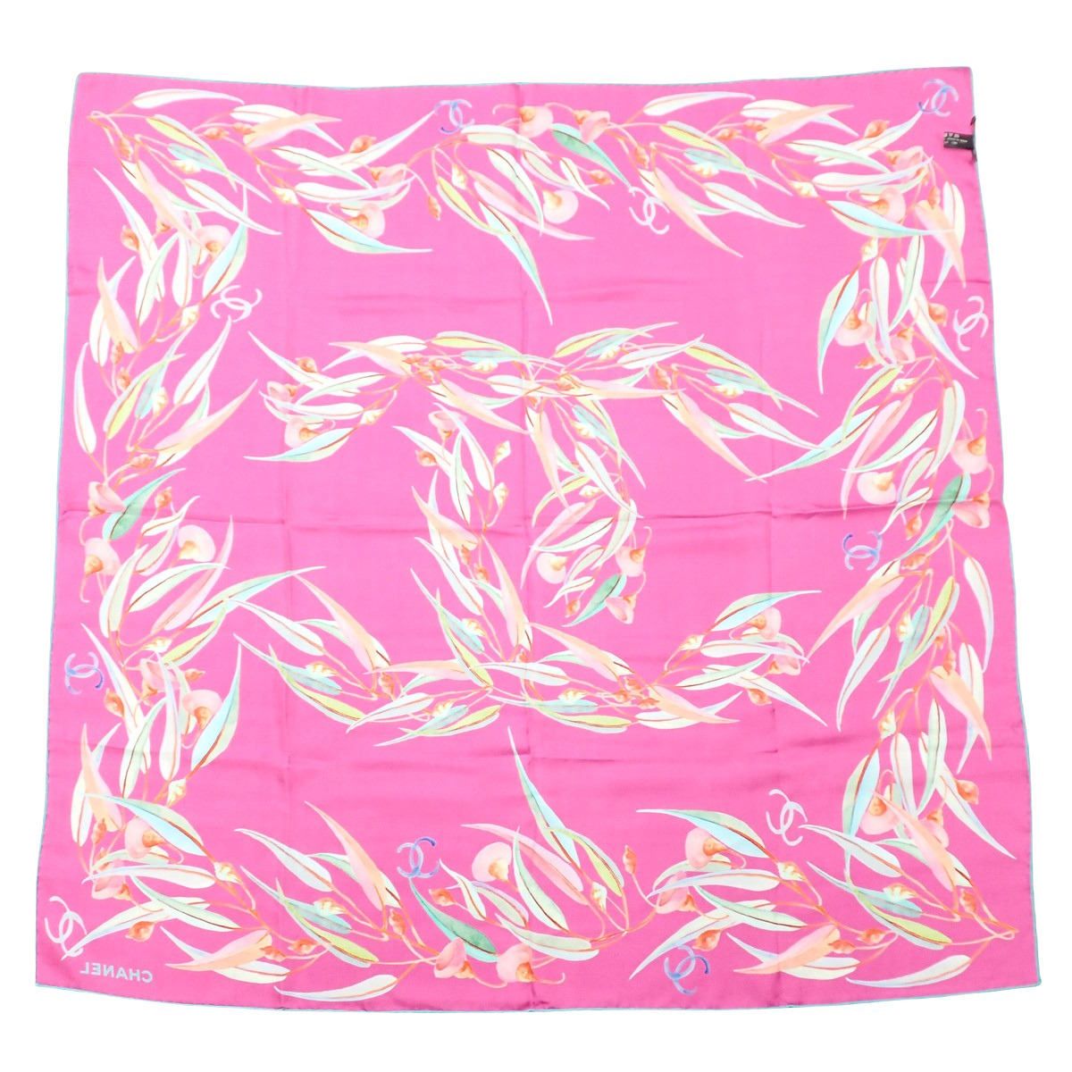 CHANEL(シャネル) ココマーク スカーフ 大判 シルク ピンク マルチ