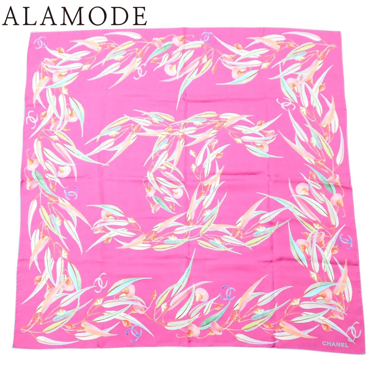 CHANEL(シャネル) ココマーク スカーフ 大判 シルク ピンク マルチ