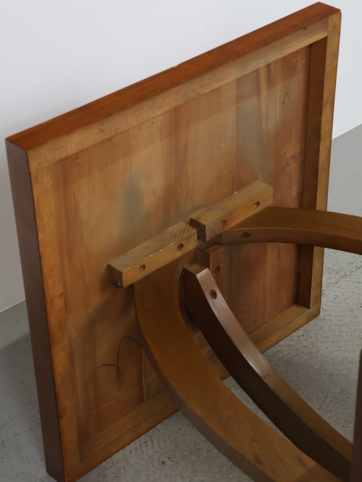 1970s アメリカ製 ヴィンテージ 木製×ガラス サイドテーブル 正方形