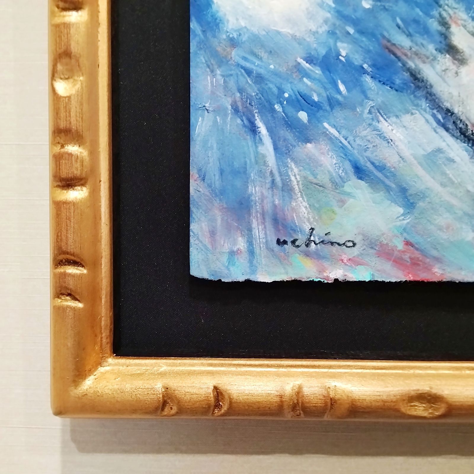 内野隆文 雨とネコダッシュ 絵画 アンティークペーパーにアクリル 現代