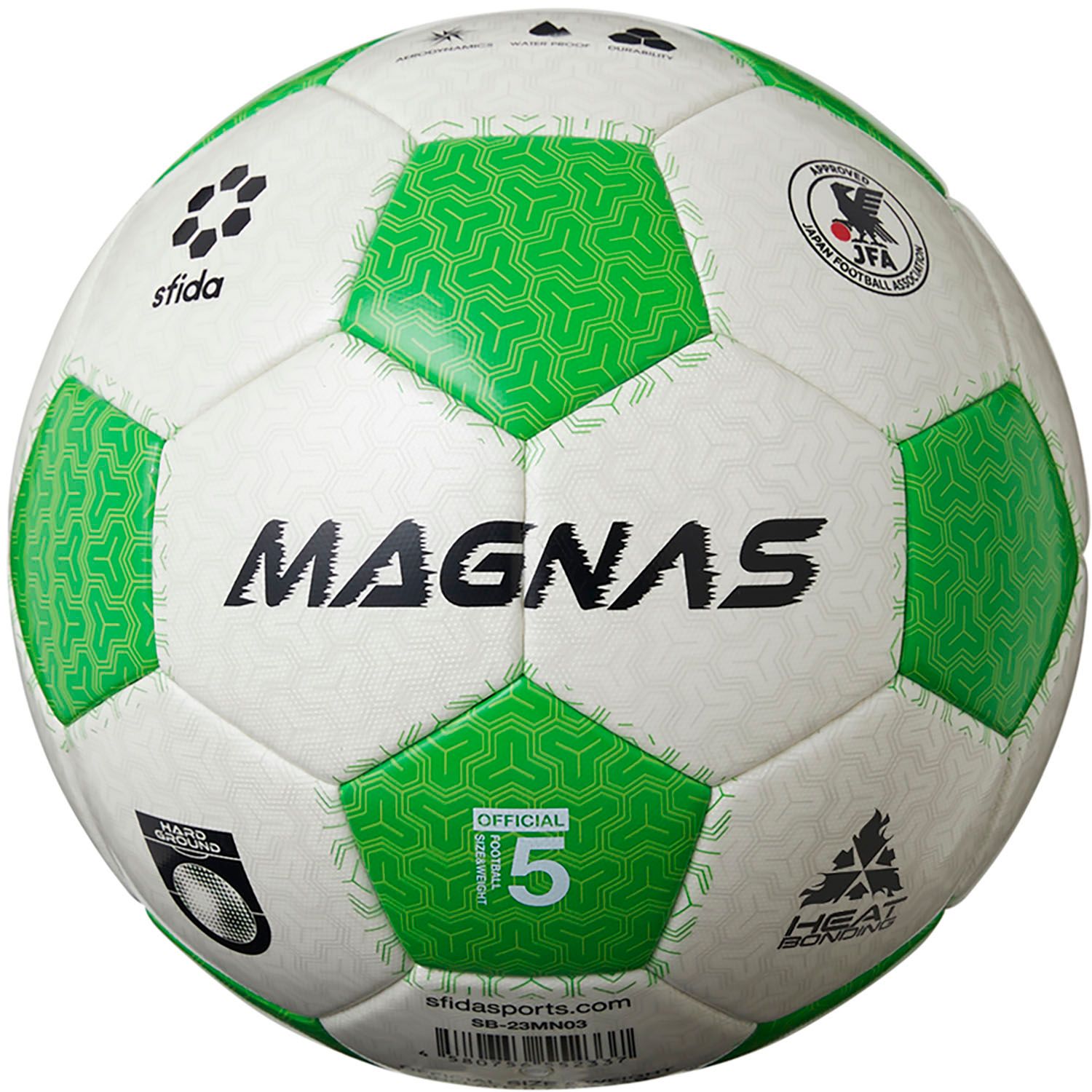 スフィーダ sfida サッカー サッカーボール MAGNAS 土用 5号球 サッカー SB-23MN03 跳ね過ぎない コントロール ヒートボンディング 空力特性 飛行安定性 合成皮革  SB23MN03 WHTGRN WHT/GRN