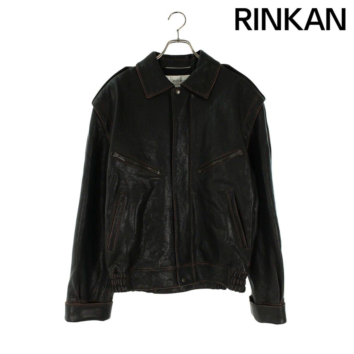サンローランパリ 25AW 845464 YCNX2 ヴィンテージ加工ボンバーレザー
