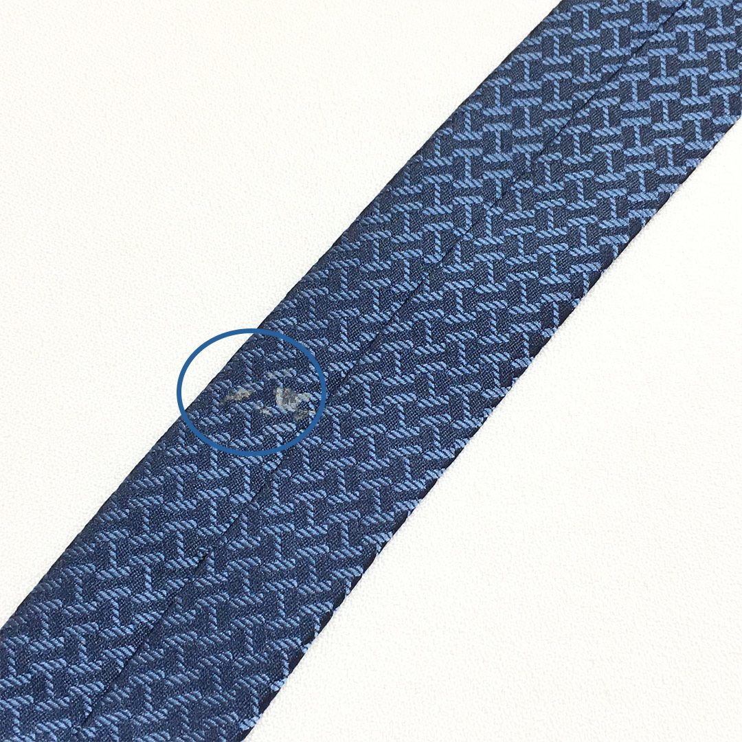未使用級 エルメス HERMES ネクタイ シルク100% ネイビー / ブルー H柄