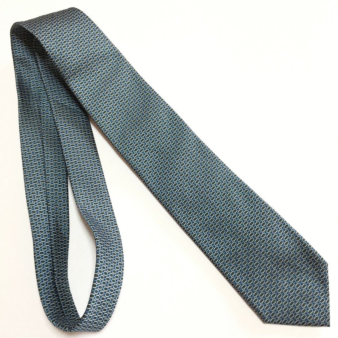 未使用級 エルメス HERMES ネクタイ シルク100% グリーン / ライト