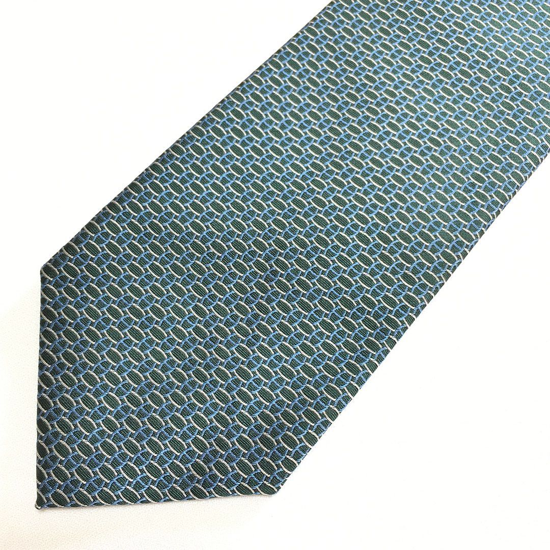 未使用級 エルメス HERMES ネクタイ シルク100% グリーン / ライト