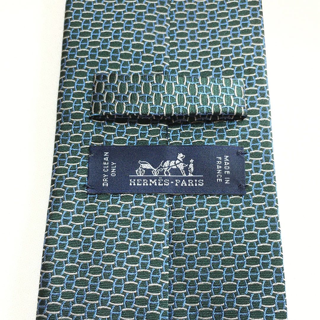 未使用級 エルメス HERMES ネクタイ シルク100% グリーン / ライト
