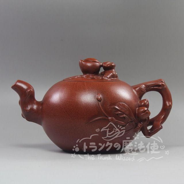 大特価人気商品☆寿桃壺 中国宜興紫砂壺?紫泥急須?茶壺?茶道具