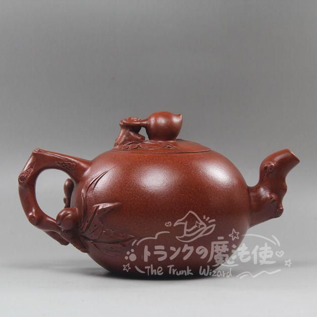 大特価人気商品☆寿桃壺 中国宜興紫砂壺?紫泥急須?茶壺?茶道具