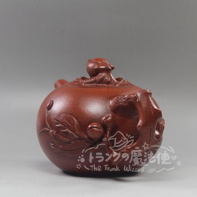 大特価人気商品☆寿桃壺 中国宜興紫砂壺?紫泥急須?茶壺?茶道具