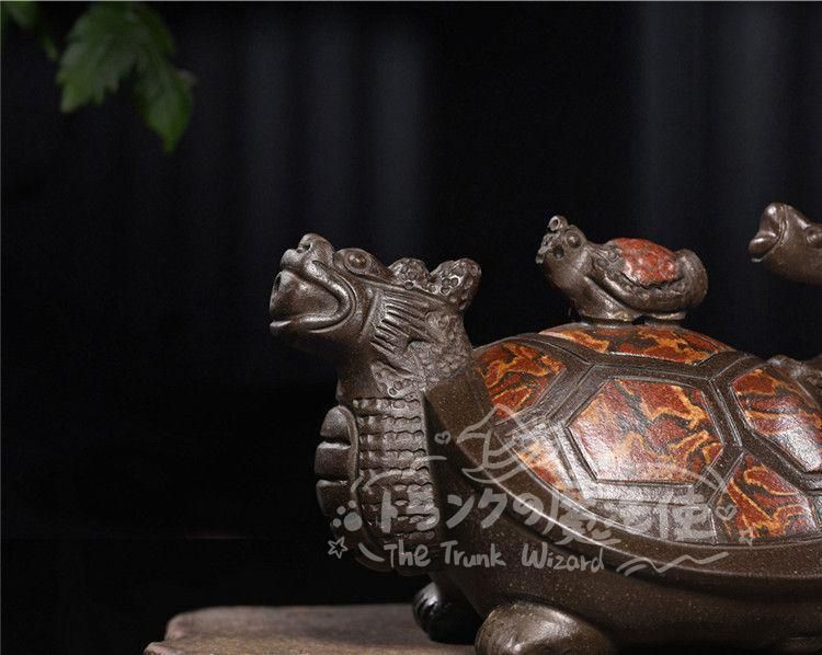 大特価人気商品☆龍亀壺 紫泥急須?茶壺?茶道具置物?古置物 CCH117P041